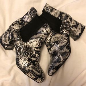 Snake print booties